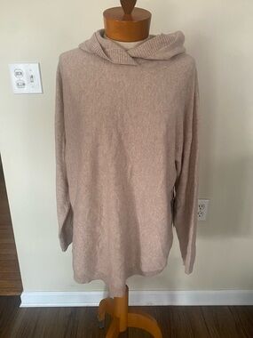 NEW! Max Studio Lightweight Hooded 2 ply cashmere Sweater - beige size XL